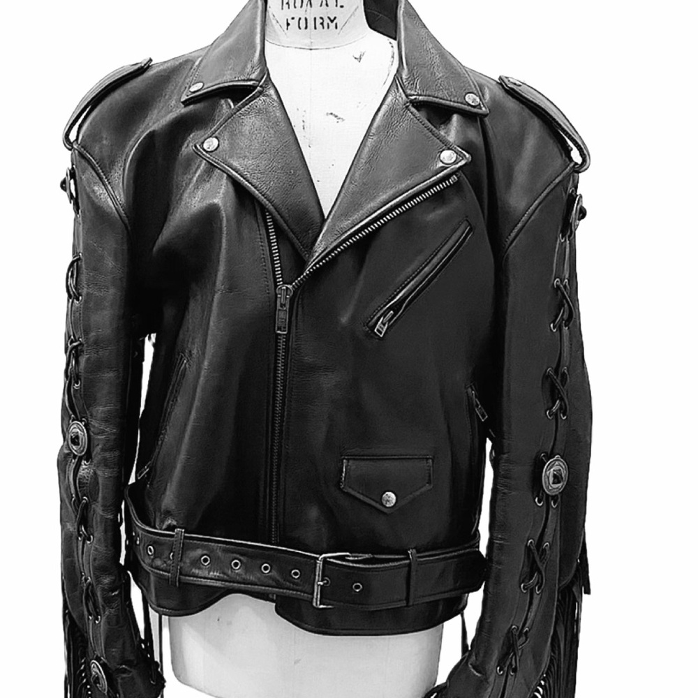 BALENCIAGA Runway Fringe Leather Biker Jacket